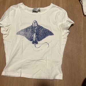 Princess Polly string ray White and Blue Graphic Tee